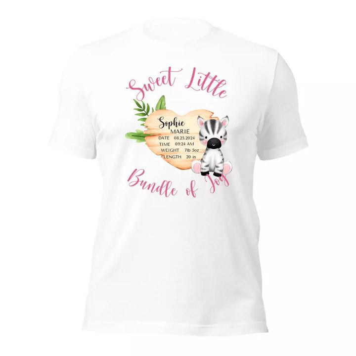 Custom Cute Zebra Safari Baby Announcement T-Shirt - ART-TSH046 - ARTFULANE