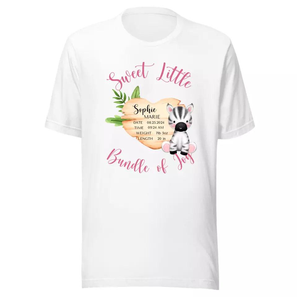 Custom Cute Zebra Safari Baby Announcement T-Shirt - ART-TSH046 - ARTFULANE