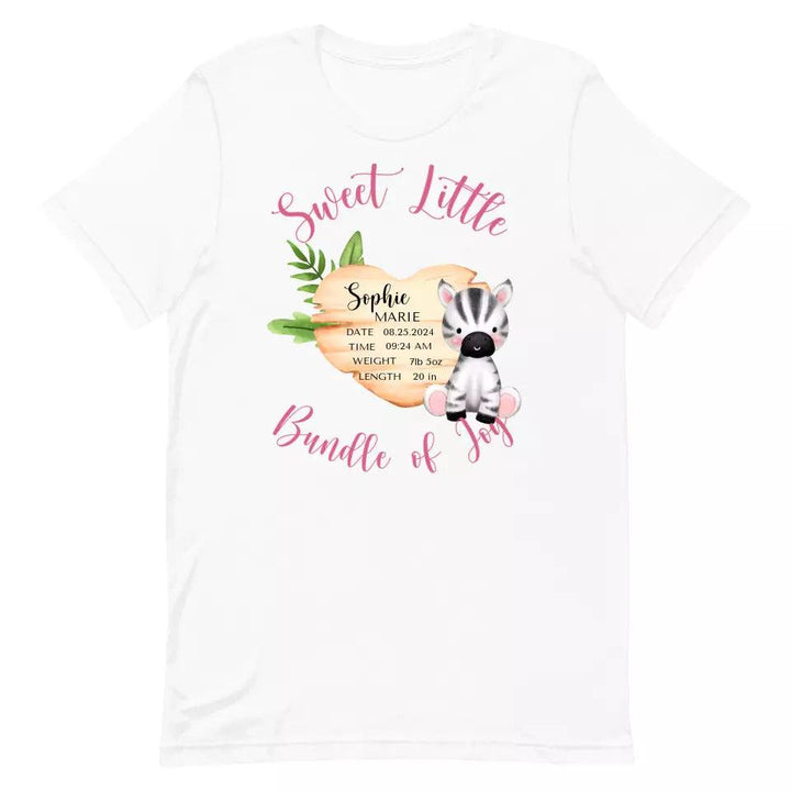 Custom Cute Zebra Safari Baby Announcement T-Shirt - ART-TSH046 - ARTFULANE