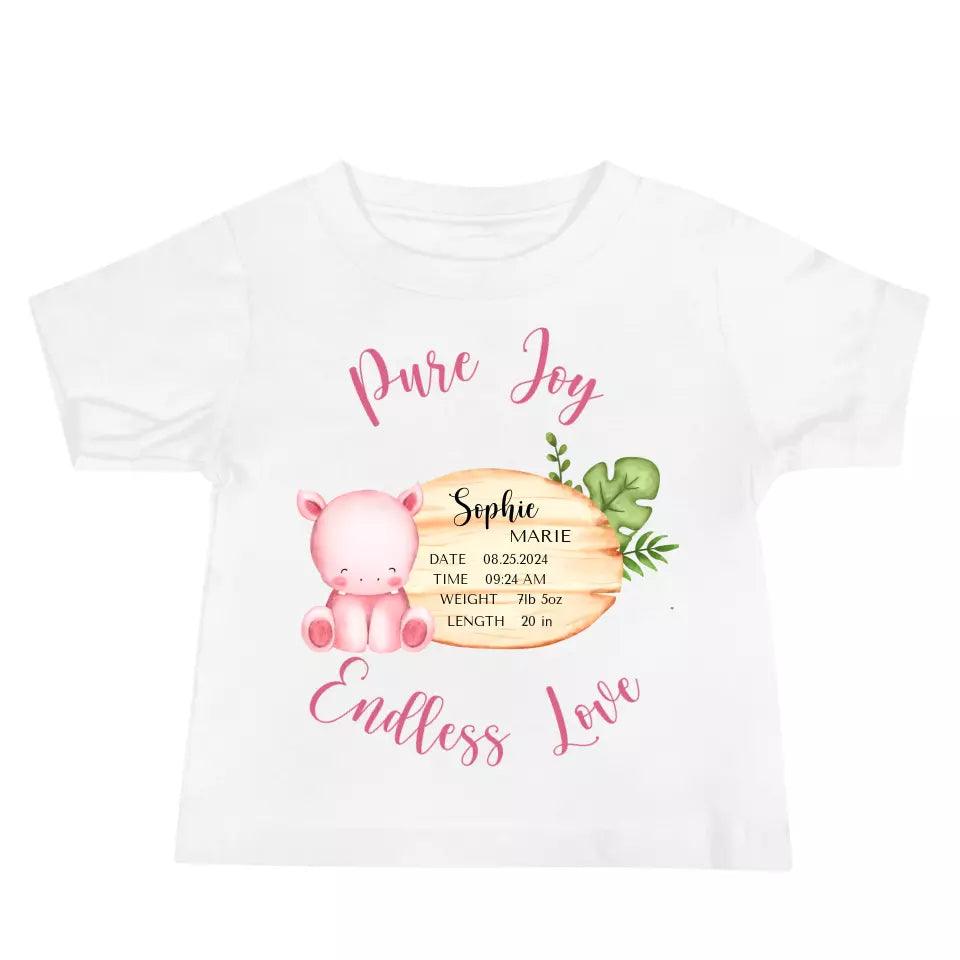 Custom Cute Hippo Safari Baby Announcement T-Shirt - ART-TSH047 - ARTFULANE