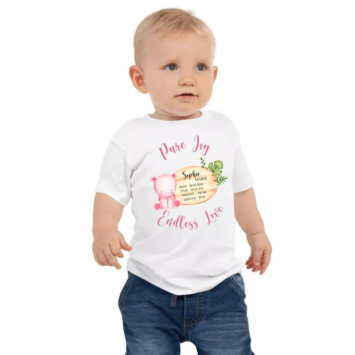 Custom Cute Hippo Safari Baby Announcement T-Shirt - ART-TSH047 - ARTFULANE