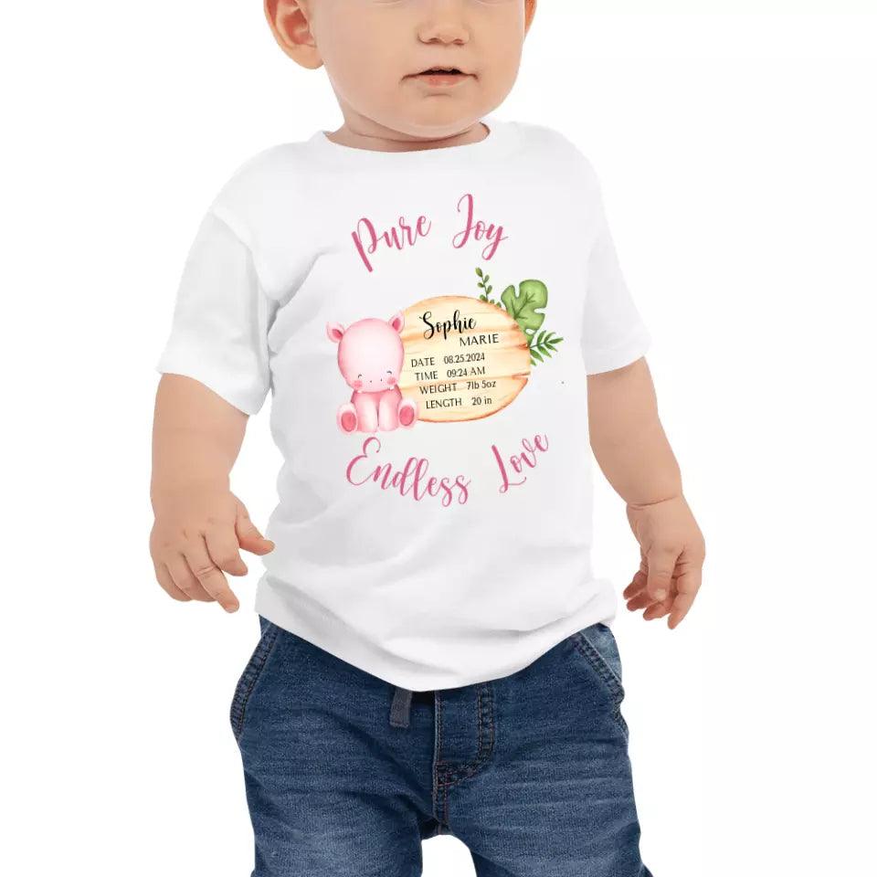 Custom Cute Hippo Safari Baby Announcement T-Shirt - ART-TSH047 - ARTFULANE