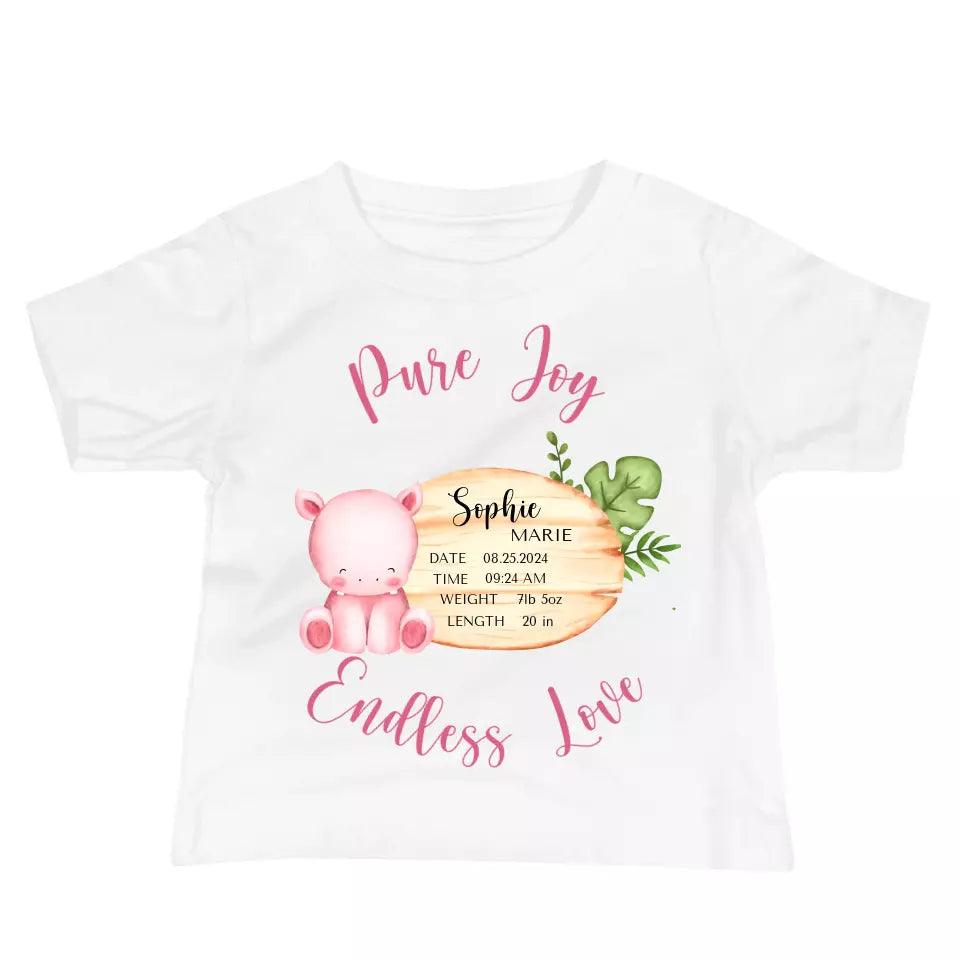 Custom Cute Hippo Safari Baby Announcement T-Shirt - ART-TSH047 - ARTFULANE