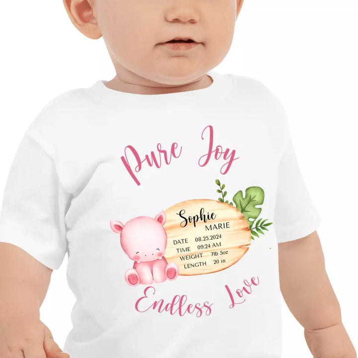 Custom Cute Hippo Safari Baby Announcement T-Shirt - ART-TSH047 - ARTFULANE