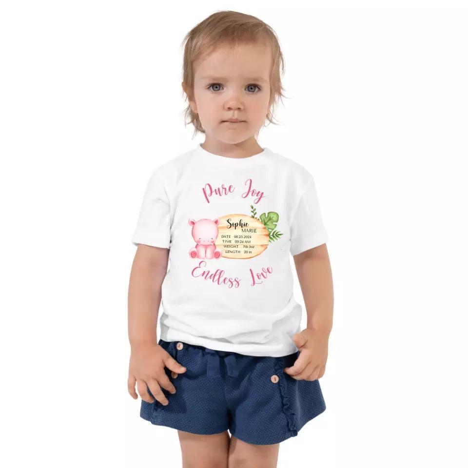 Custom Cute Hippo Safari Baby Announcement T-Shirt - ART-TSH047 - ARTFULANE