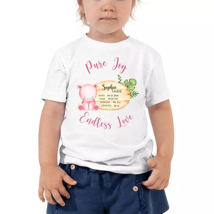 Custom Cute Hippo Safari Baby Announcement T-Shirt - ART-TSH047 - ARTFULANE