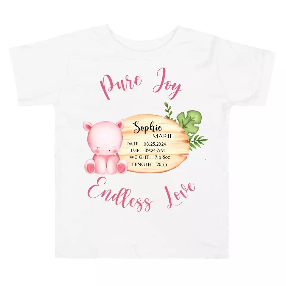 Custom Cute Hippo Safari Baby Announcement T-Shirt - ART-TSH047 - ARTFULANE