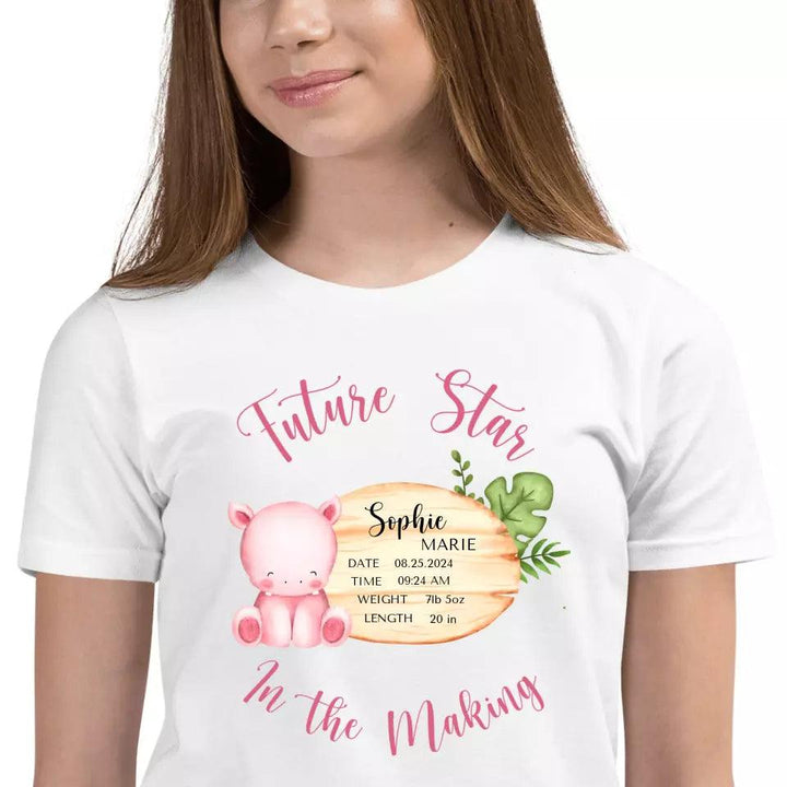 Custom Cute Hippo Safari Baby Announcement T-Shirt - ART-TSH047 - ARTFULANE