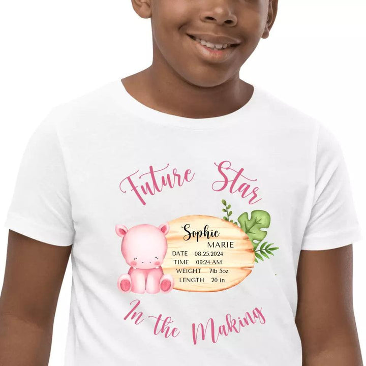 Custom Cute Hippo Safari Baby Announcement T-Shirt - ART-TSH047 - ARTFULANE