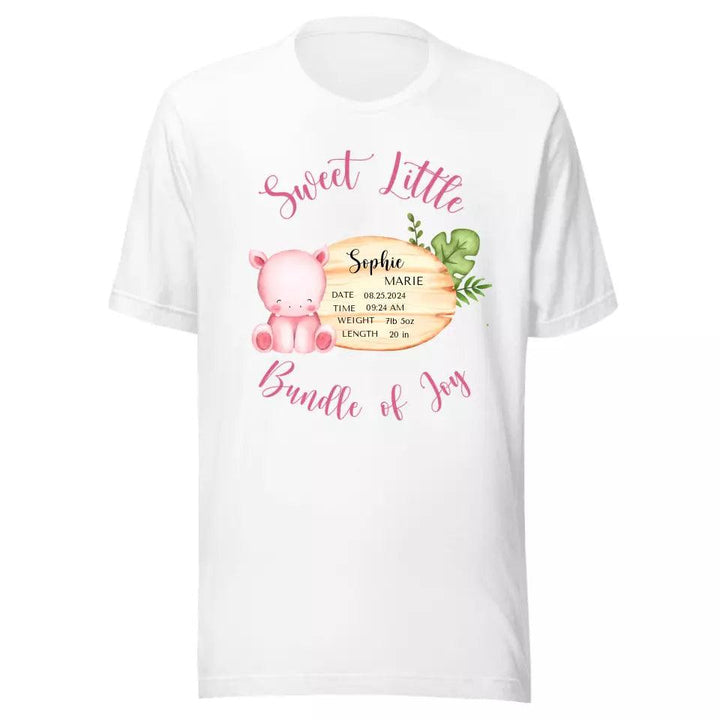 Custom Cute Hippo Safari Baby Announcement T-Shirt - ART-TSH047 - ARTFULANE