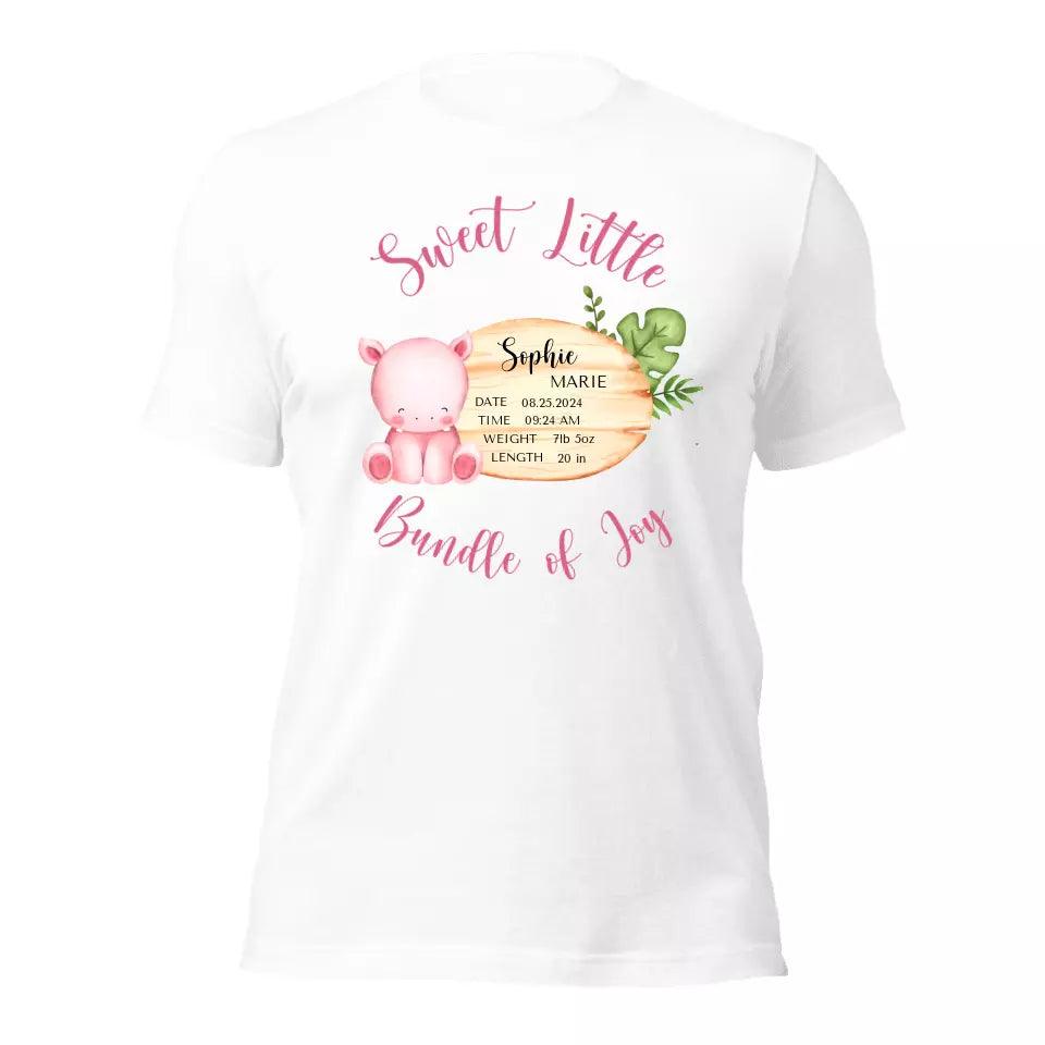 Custom Cute Hippo Safari Baby Announcement T-Shirt - ART-TSH047 - ARTFULANE