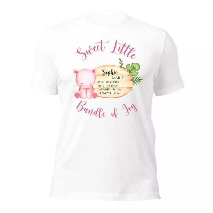 Custom Cute Hippo Safari Baby Announcement T-Shirt - ART-TSH047 - ARTFULANE