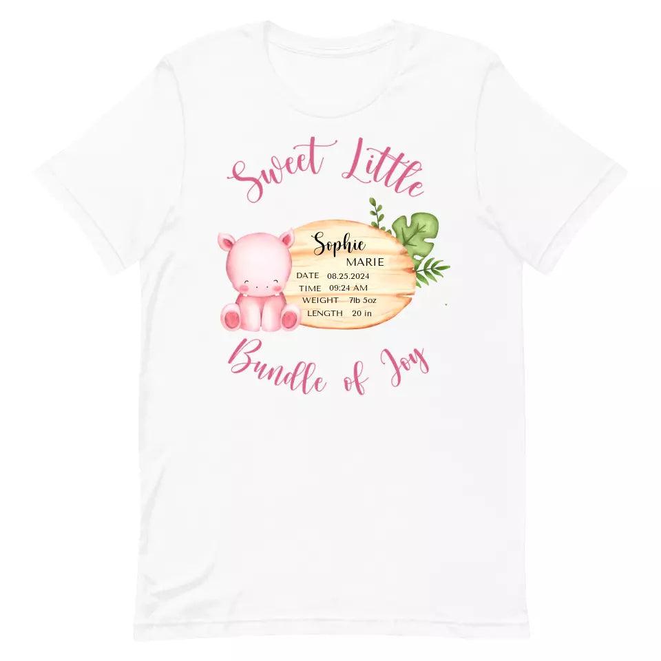 Custom Cute Hippo Safari Baby Announcement T-Shirt - ART-TSH047 - ARTFULANE