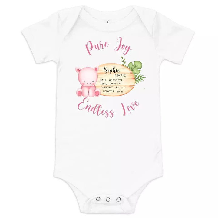 Custom Cute Hippo Safari Baby Announcement T-Shirt - ART-TSH047 - ARTFULANE