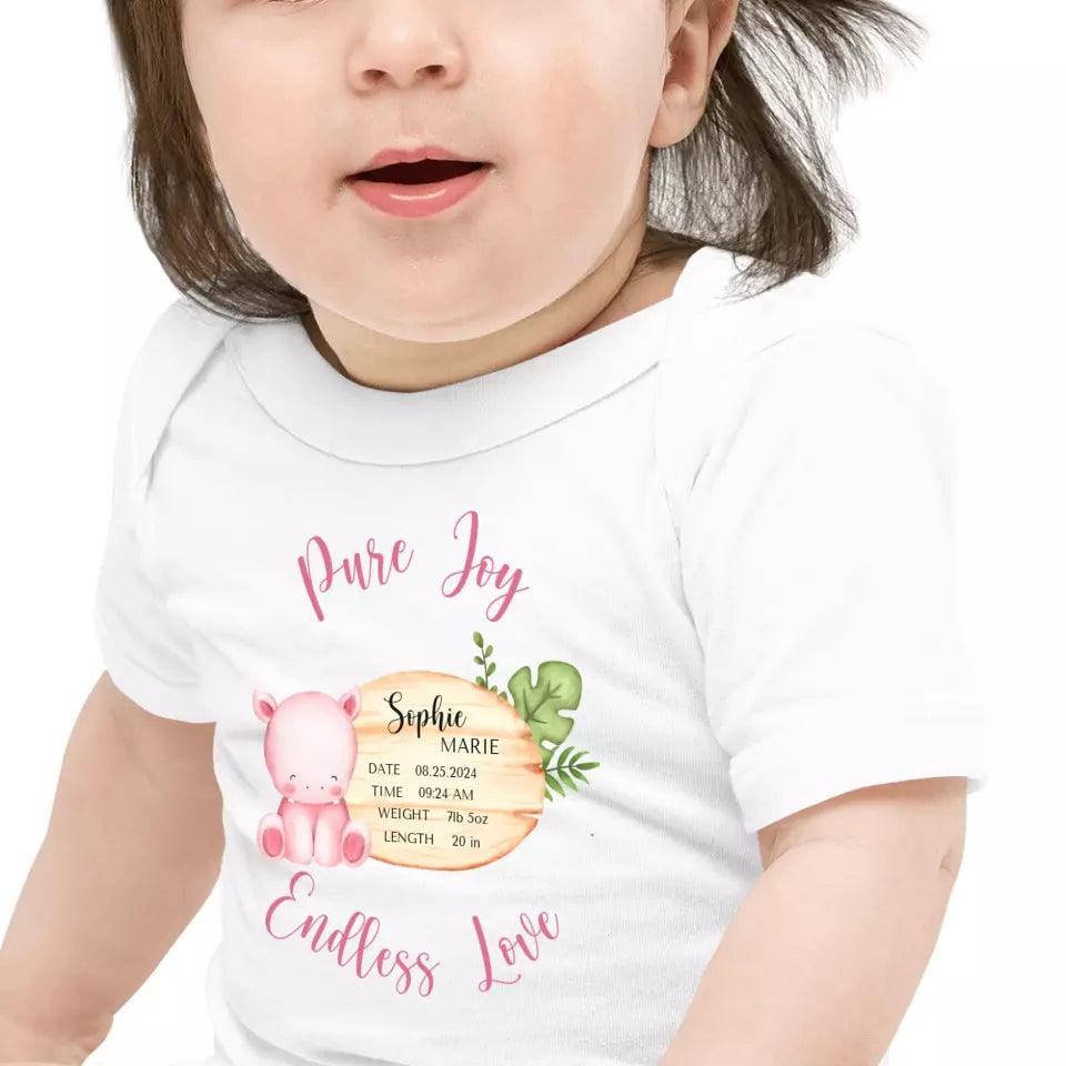 Custom Cute Hippo Safari Baby Announcement T-Shirt - ART-TSH047 - ARTFULANE