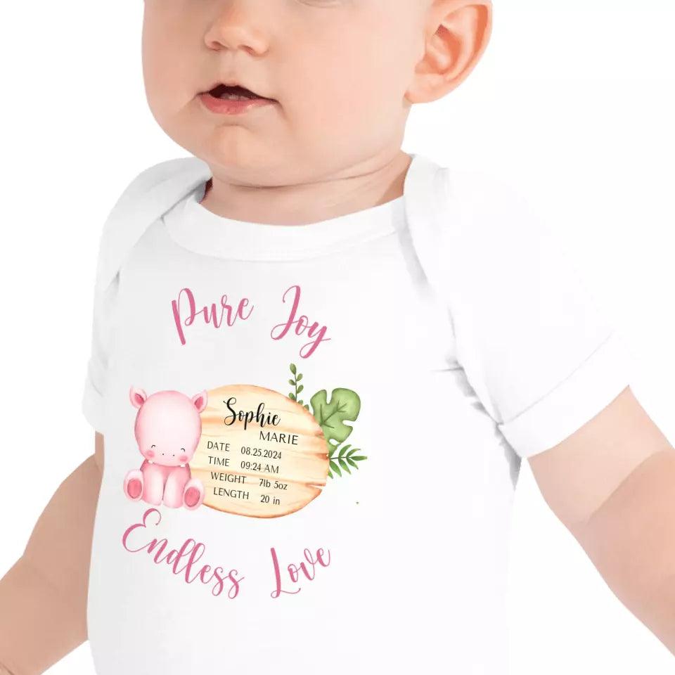 Custom Cute Hippo Safari Baby Announcement T-Shirt - ART-TSH047 - ARTFULANE