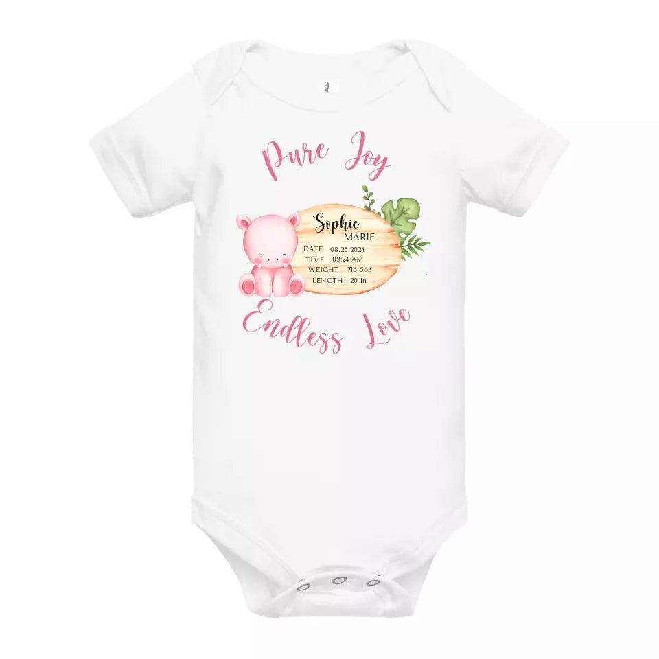 Custom Cute Hippo Safari Baby Announcement T-Shirt - ART-TSH047 - ARTFULANE