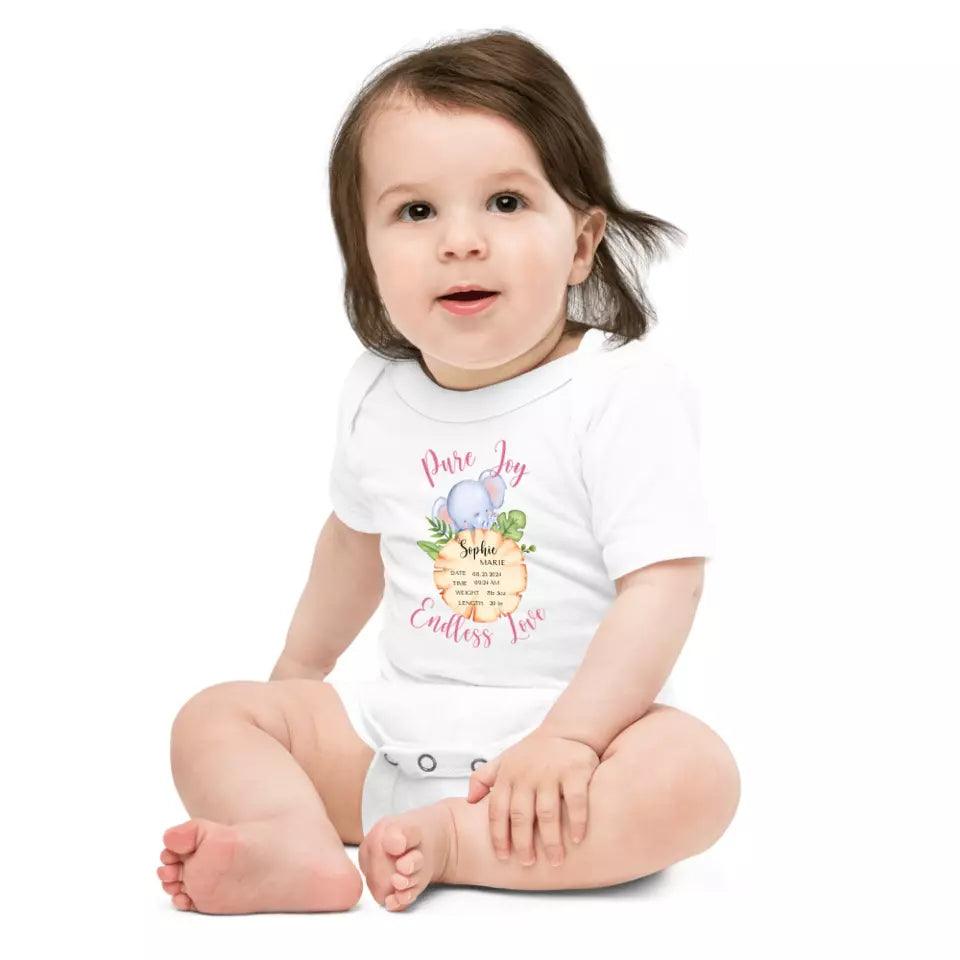 Custom Cute Elephant Safari Baby Announcement T-Shirt - ART-TSH048 - ARTFULANE