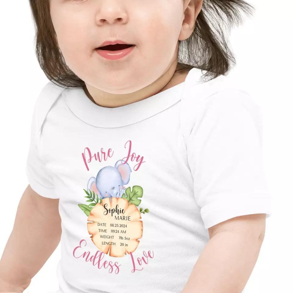 Custom Cute Elephant Safari Baby Announcement T-Shirt - ART-TSH048 - ARTFULANE