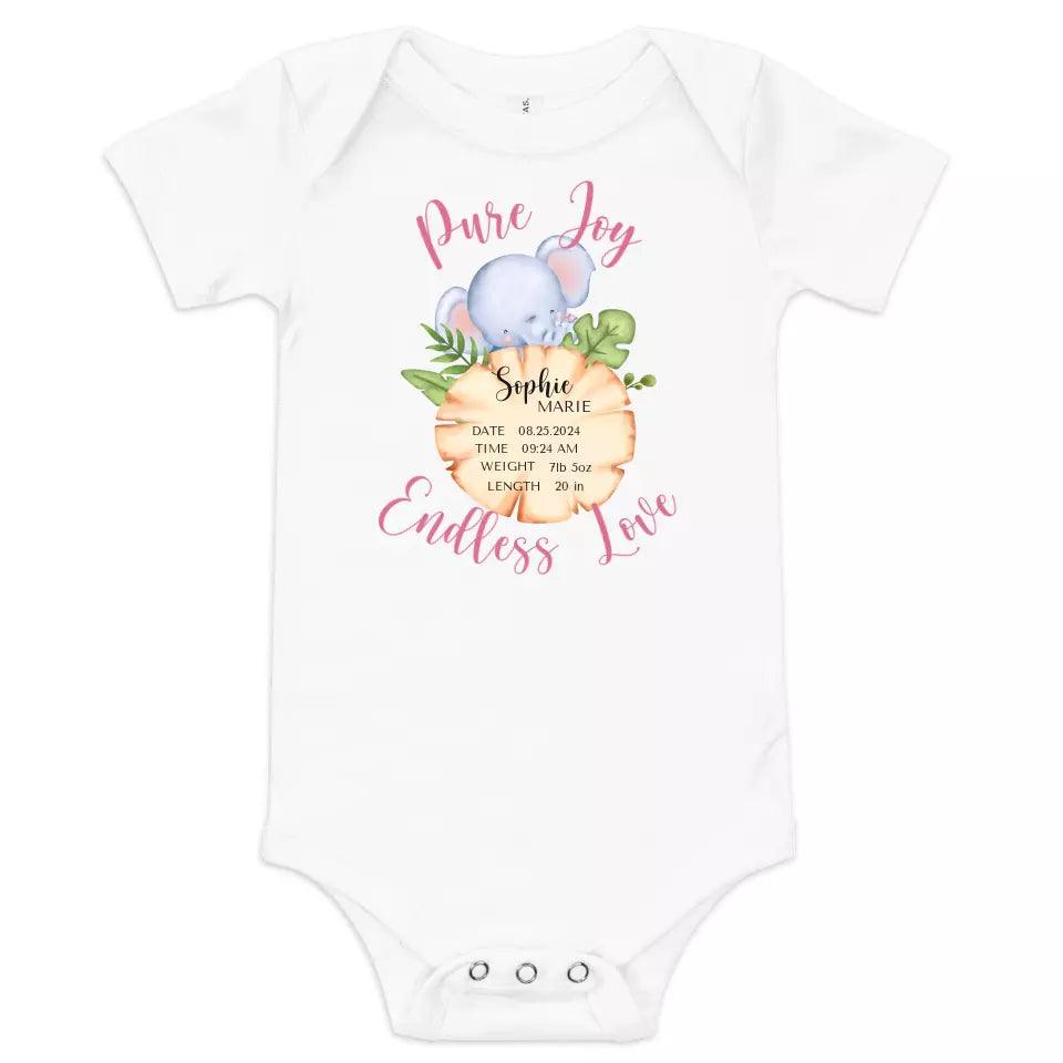 Custom Cute Elephant Safari Baby Announcement T-Shirt - ART-TSH048 - ARTFULANE