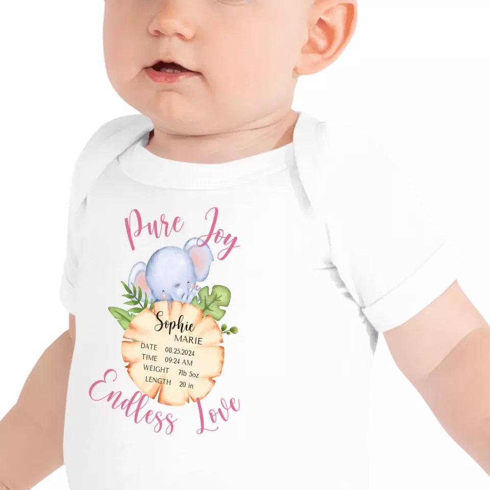 Custom Cute Elephant Safari Baby Announcement T-Shirt - ART-TSH048 - ARTFULANE