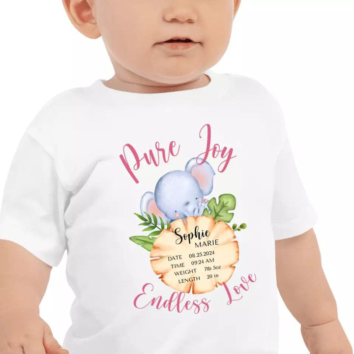 Custom Cute Elephant Safari Baby Announcement T-Shirt - ART-TSH048 - ARTFULANE