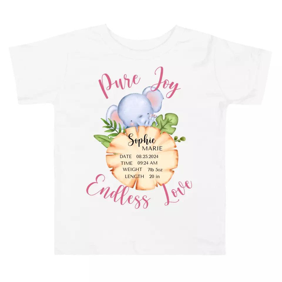 Custom Cute Elephant Safari Baby Announcement T-Shirt - ART-TSH048 - ARTFULANE