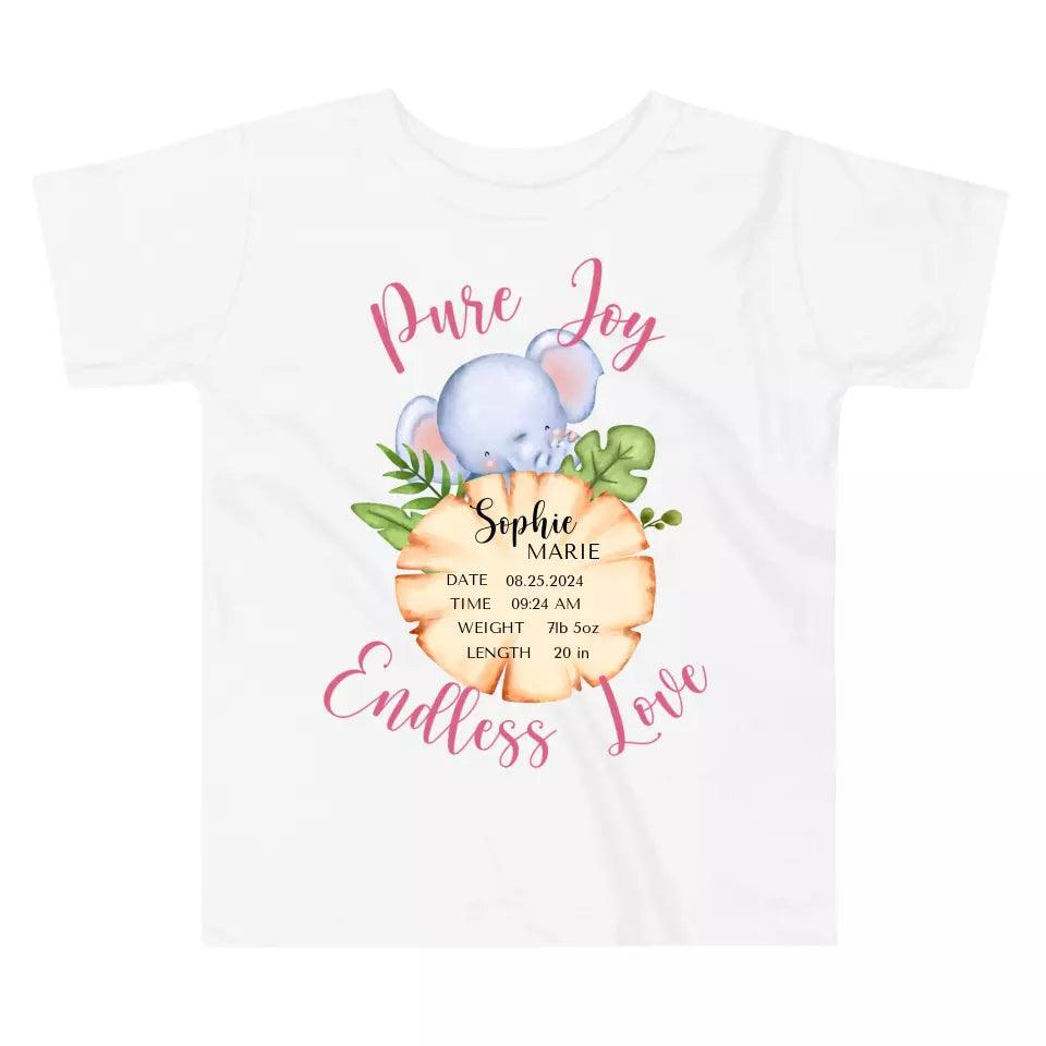 Custom Cute Elephant Safari Baby Announcement T-Shirt - ART-TSH048 - ARTFULANE