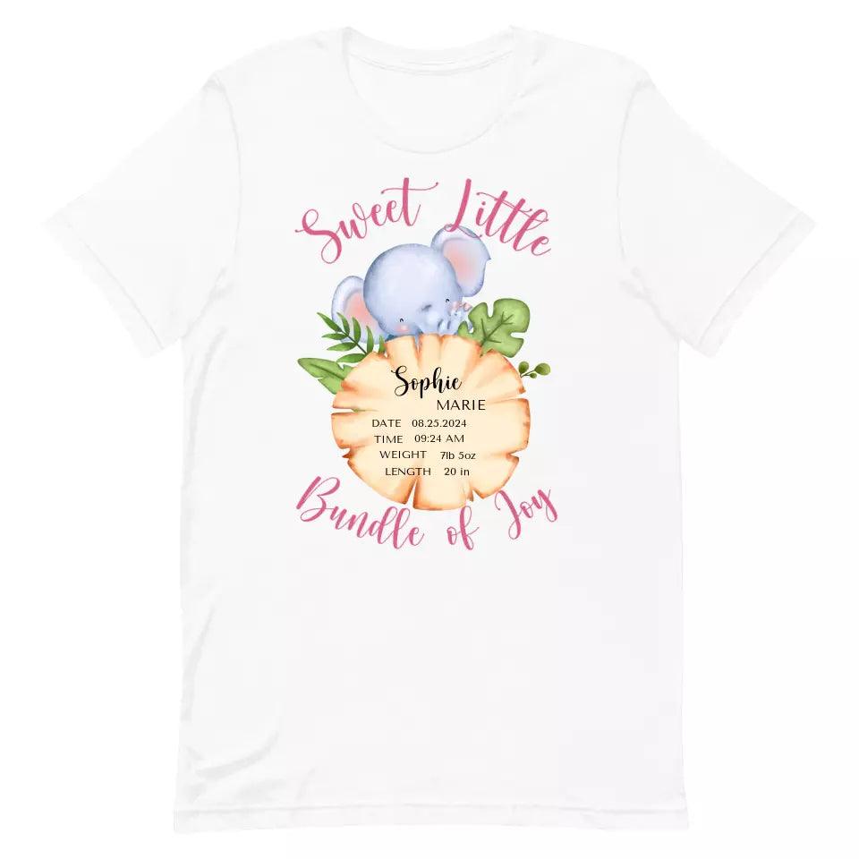 Custom Cute Elephant Safari Baby Announcement T-Shirt - ART-TSH048 - ARTFULANE