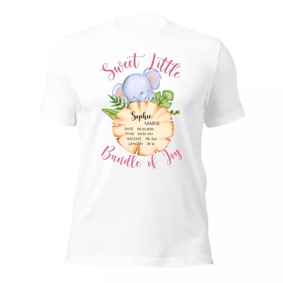 Custom Cute Elephant Safari Baby Announcement T-Shirt - ART-TSH048 - ARTFULANE