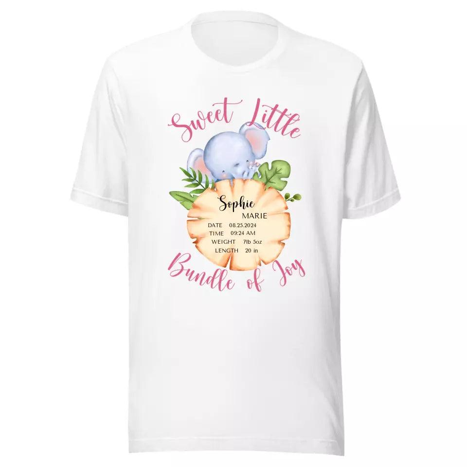 Custom Cute Elephant Safari Baby Announcement T-Shirt - ART-TSH048 - ARTFULANE