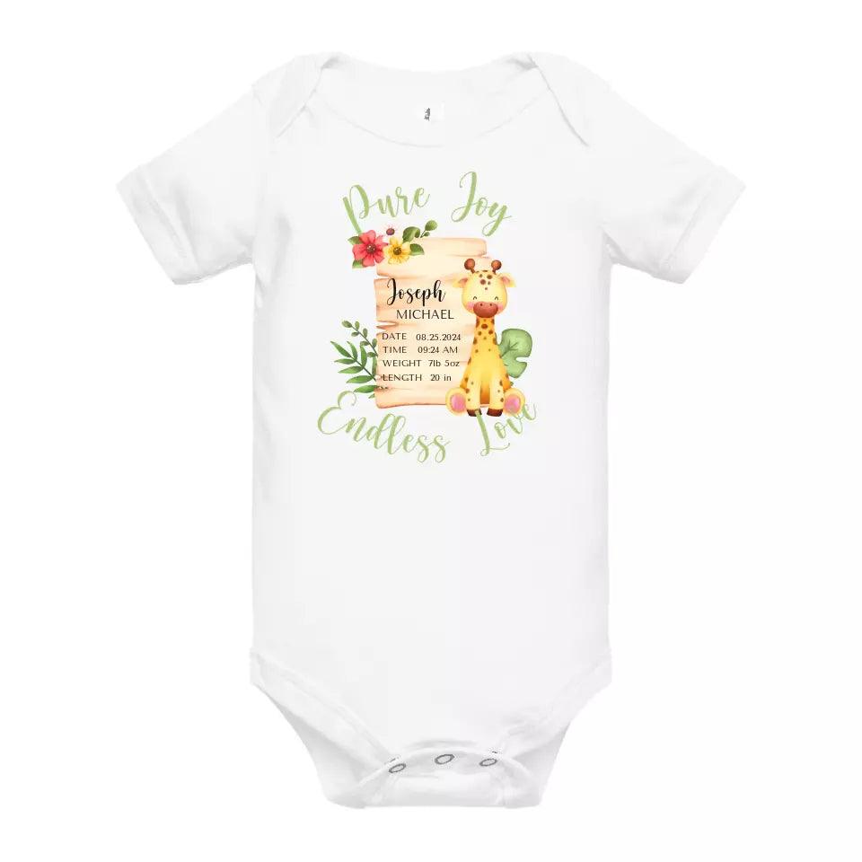 Custom Cute Giraffe Safari Baby Announcement T-Shirt - ART-TSH050 - ARTFULANE