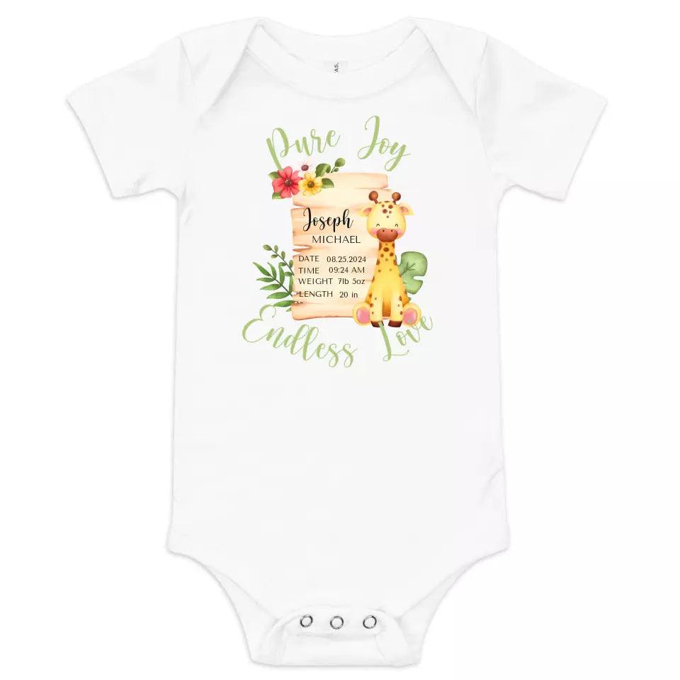 Custom Cute Giraffe Safari Baby Announcement T-Shirt - ART-TSH050 - ARTFULANE