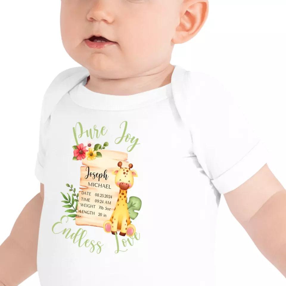 Custom Cute Giraffe Safari Baby Announcement T-Shirt - ART-TSH050 - ARTFULANE