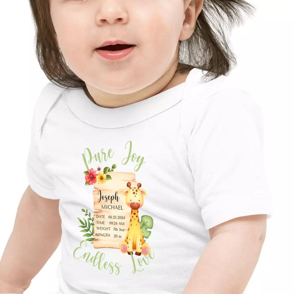 Custom Cute Giraffe Safari Baby Announcement T-Shirt - ART-TSH050 - ARTFULANE