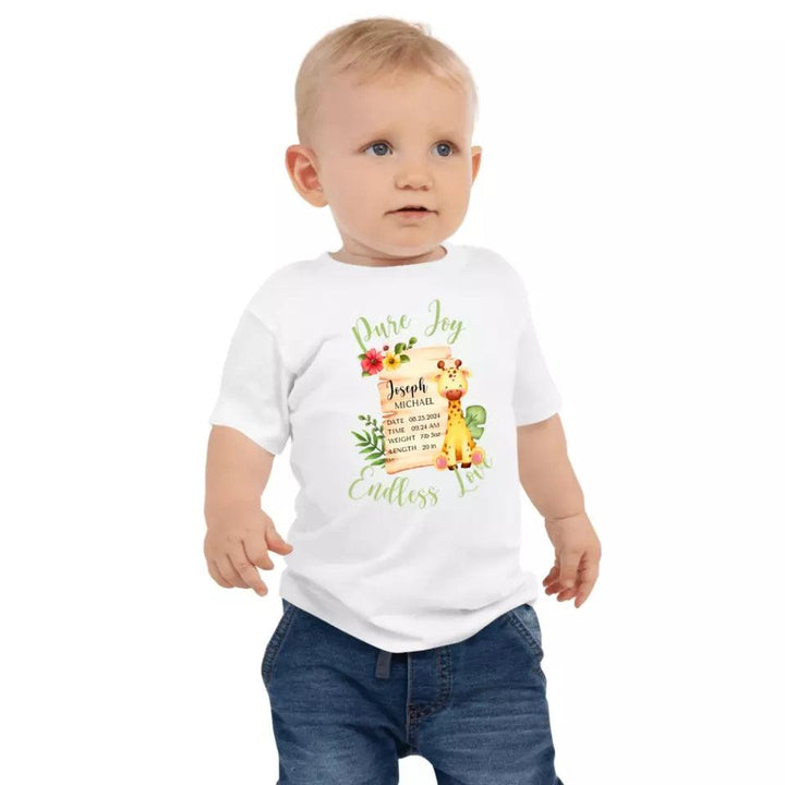 Custom Cute Giraffe Safari Baby Announcement T-Shirt - ART-TSH050 - ARTFULANE