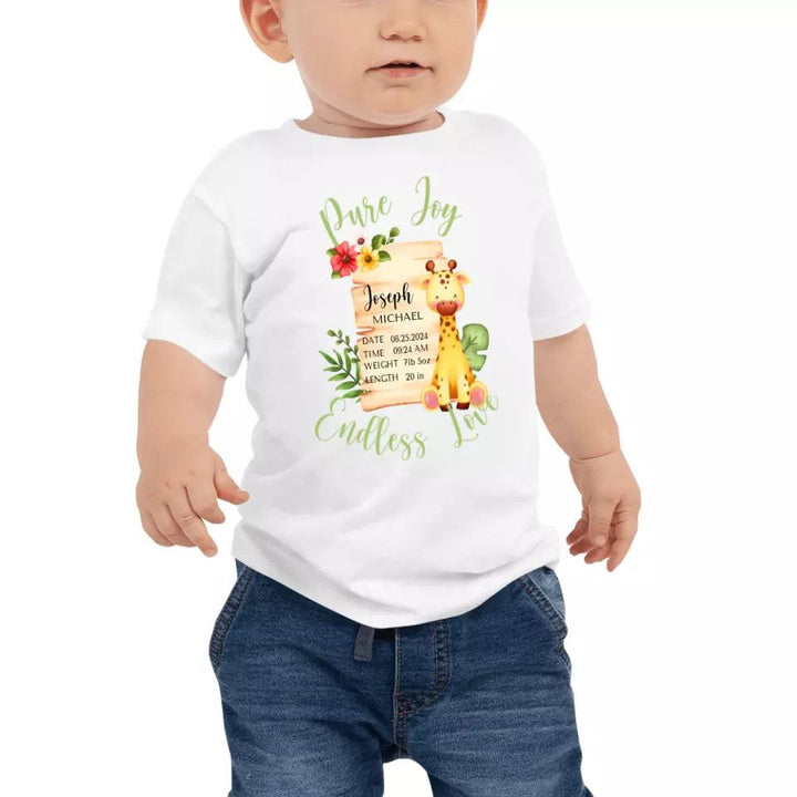 Custom Cute Giraffe Safari Baby Announcement T-Shirt - ART-TSH050 - ARTFULANE