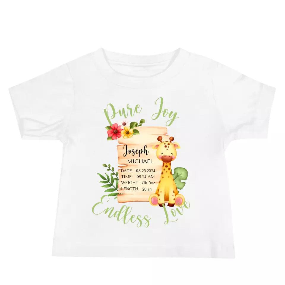 Custom Cute Giraffe Safari Baby Announcement T-Shirt - ART-TSH050 - ARTFULANE