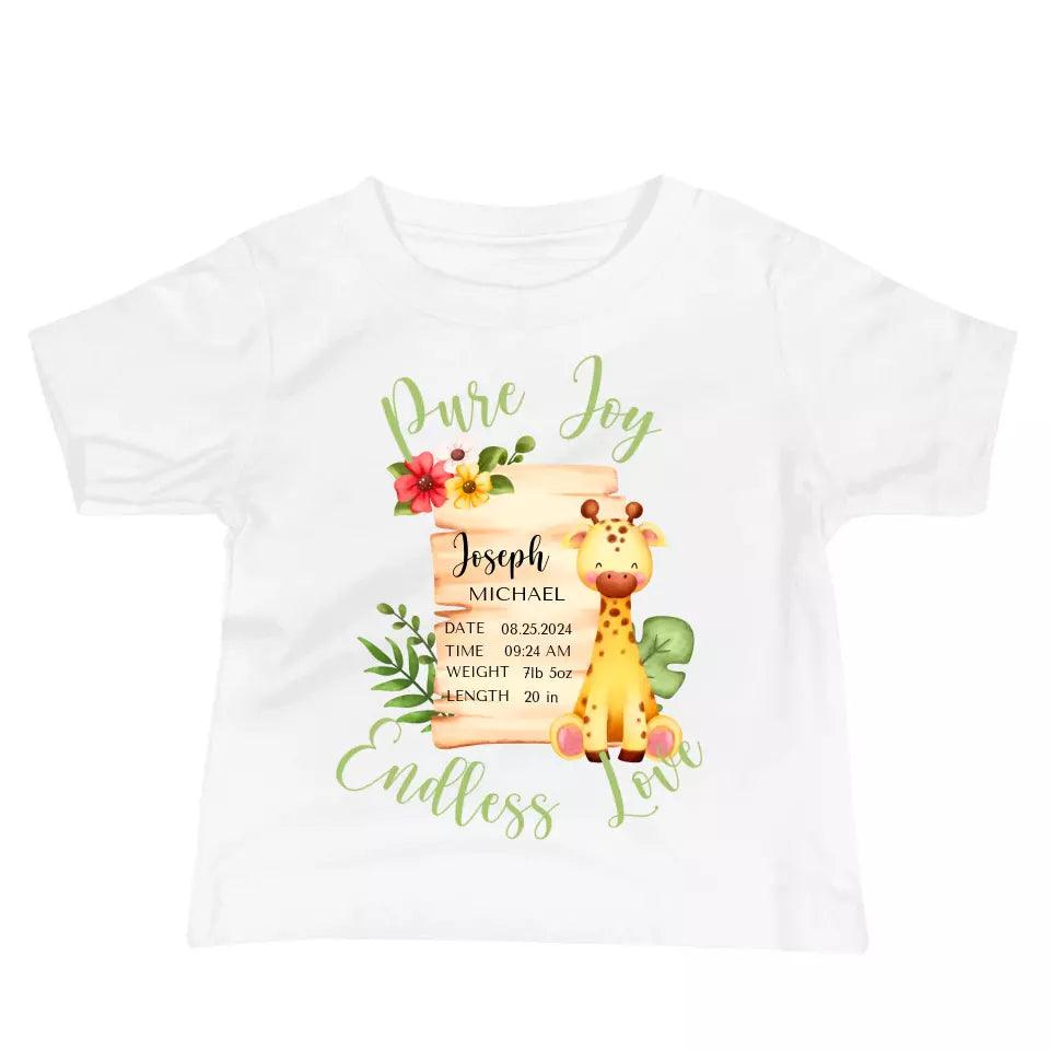 Custom Cute Giraffe Safari Baby Announcement T-Shirt - ART-TSH050 - ARTFULANE