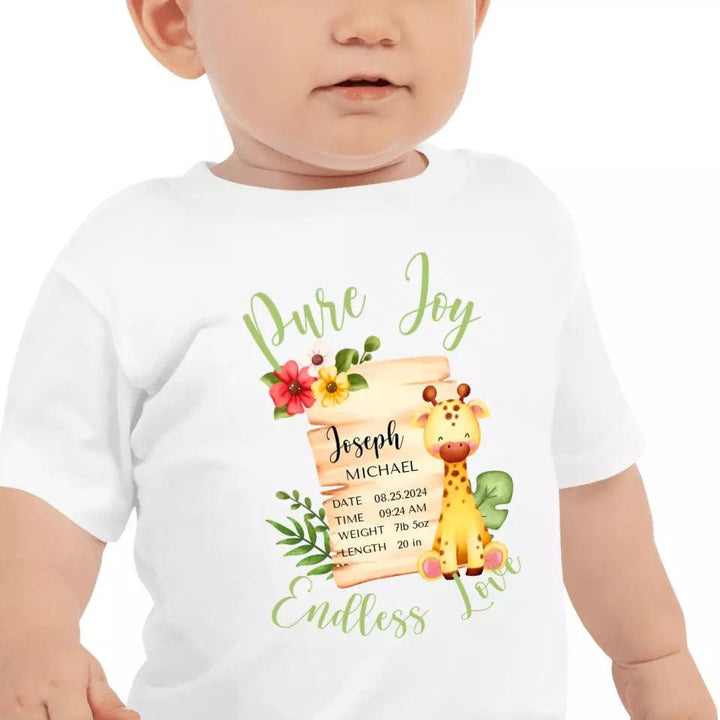 Custom Cute Giraffe Safari Baby Announcement T-Shirt - ART-TSH050 - ARTFULANE