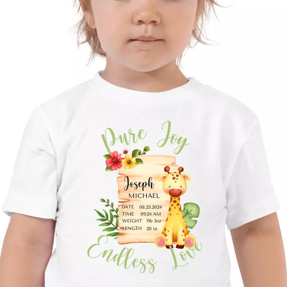 Custom Cute Giraffe Safari Baby Announcement T-Shirt - ART-TSH050 - ARTFULANE