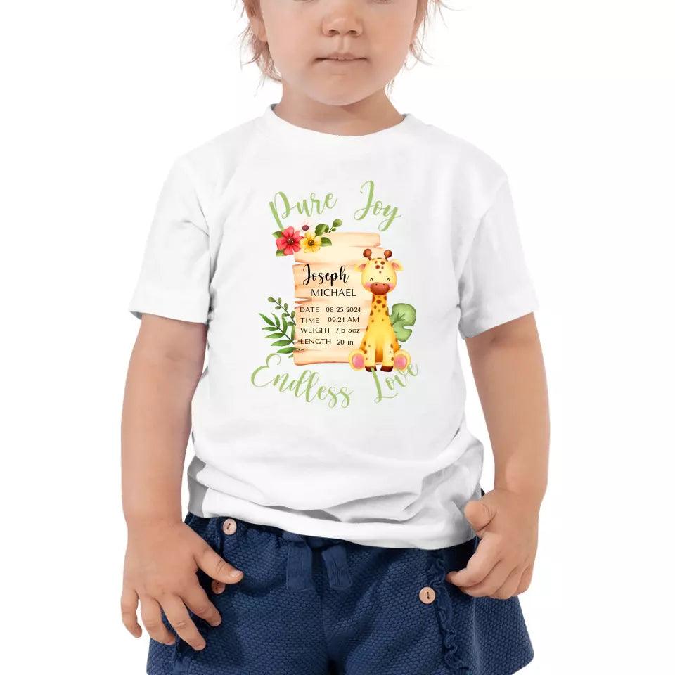 Custom Cute Giraffe Safari Baby Announcement T-Shirt - ART-TSH050 - ARTFULANE