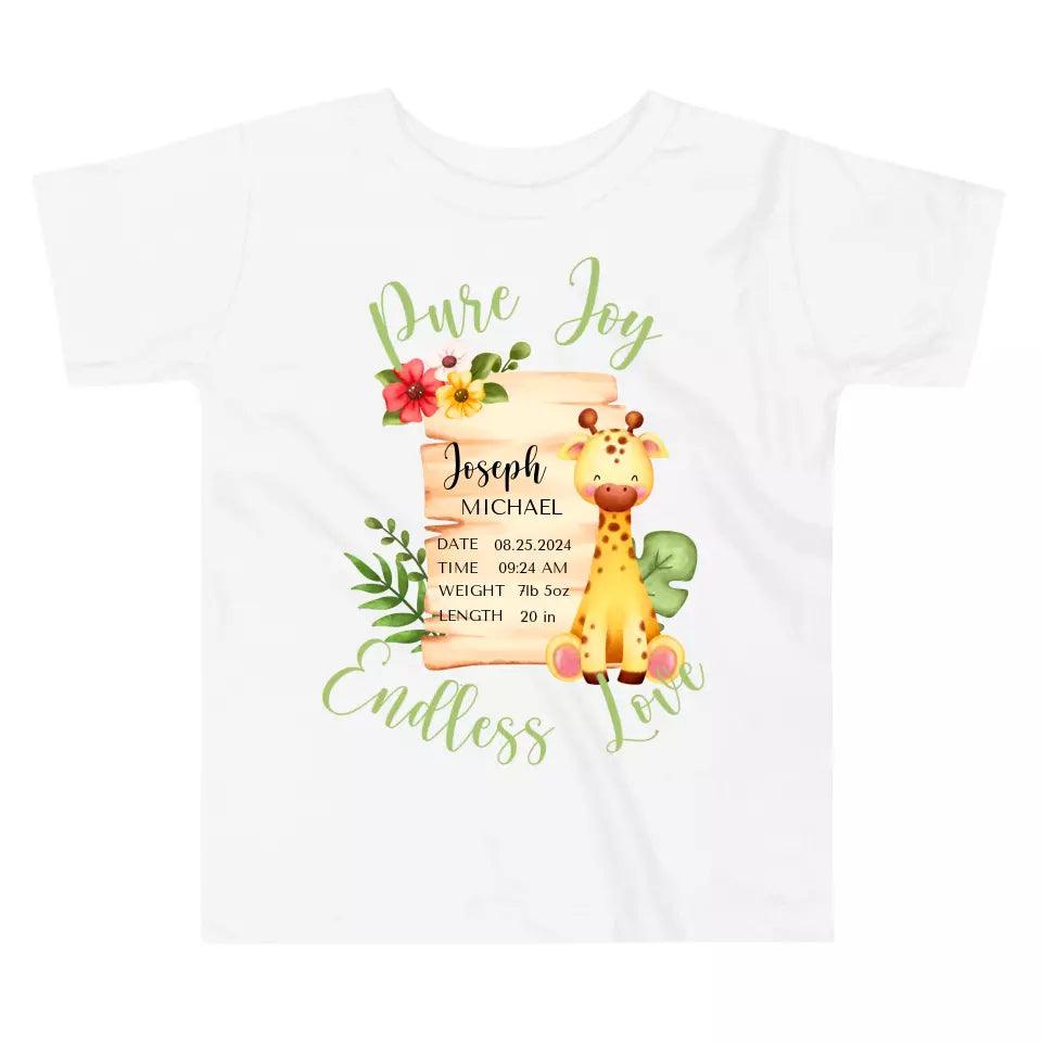 Custom Cute Giraffe Safari Baby Announcement T-Shirt - ART-TSH050 - ARTFULANE