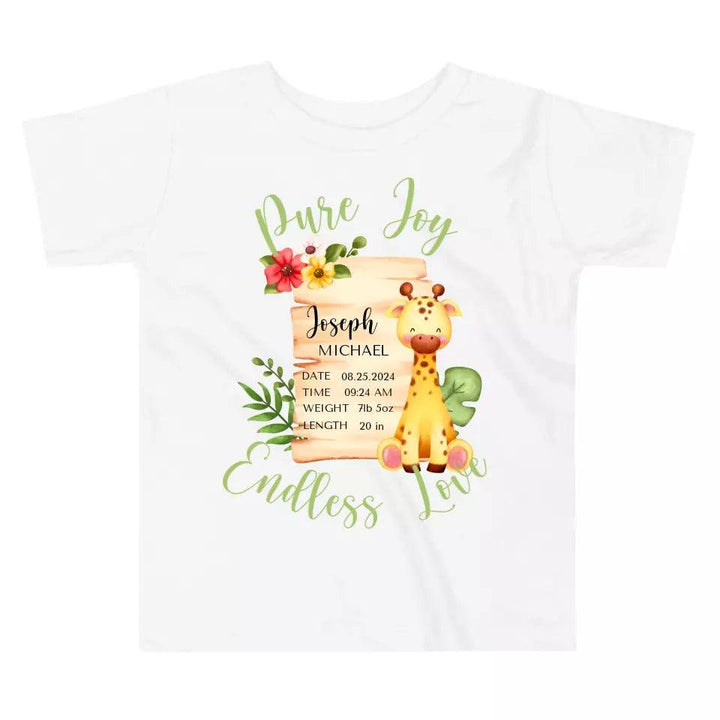 Custom Cute Giraffe Safari Baby Announcement T-Shirt - ART-TSH050 - ARTFULANE