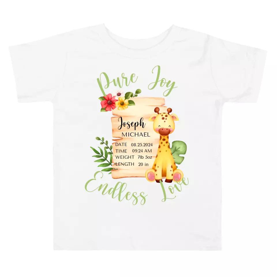 Custom Cute Giraffe Safari Baby Announcement T-Shirt - ART-TSH050 - ARTFULANE