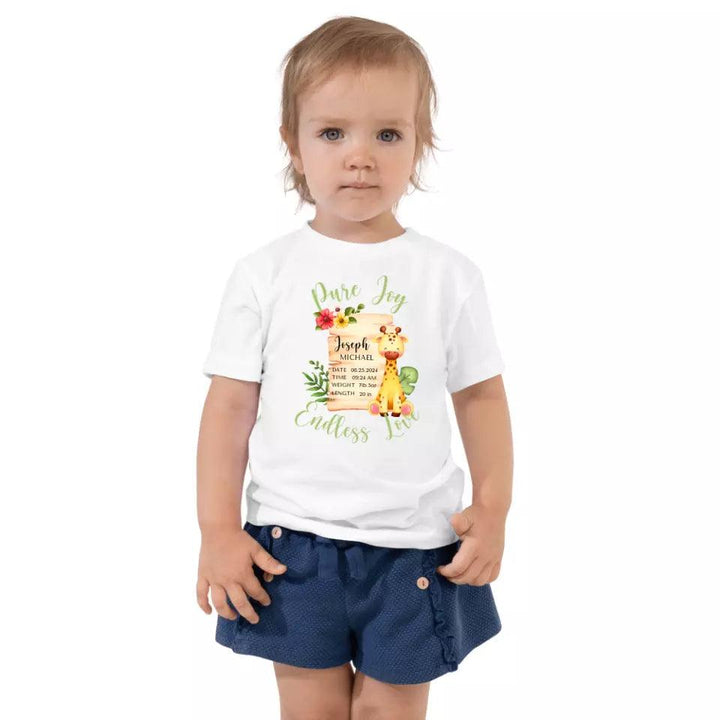 Custom Cute Giraffe Safari Baby Announcement T-Shirt - ART-TSH050 - ARTFULANE