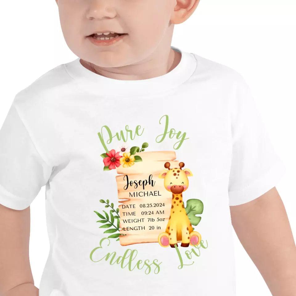 Custom Cute Giraffe Safari Baby Announcement T-Shirt - ART-TSH050 - ARTFULANE