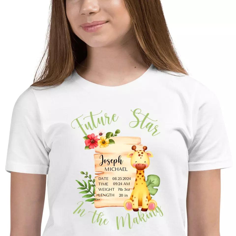 Custom Cute Giraffe Safari Baby Announcement T-Shirt - ART-TSH050 - ARTFULANE