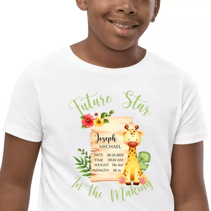 Custom Cute Giraffe Safari Baby Announcement T-Shirt - ART-TSH050 - ARTFULANE