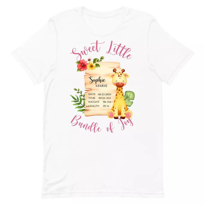 Custom Cute Giraffe Safari Baby Announcement T-Shirt - ART-TSH050 - ARTFULANE